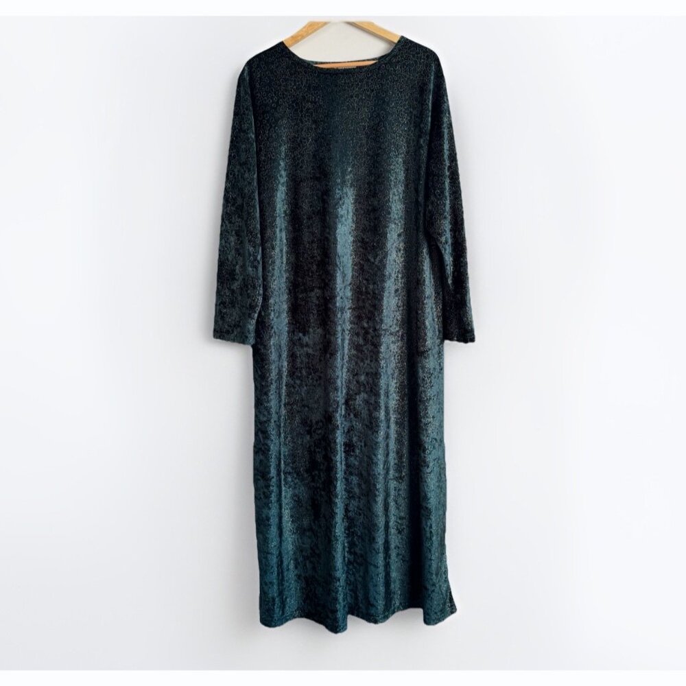 Vintage Hanes Green Velvet Midi Dress Women’s 2X Holiday Party Glam